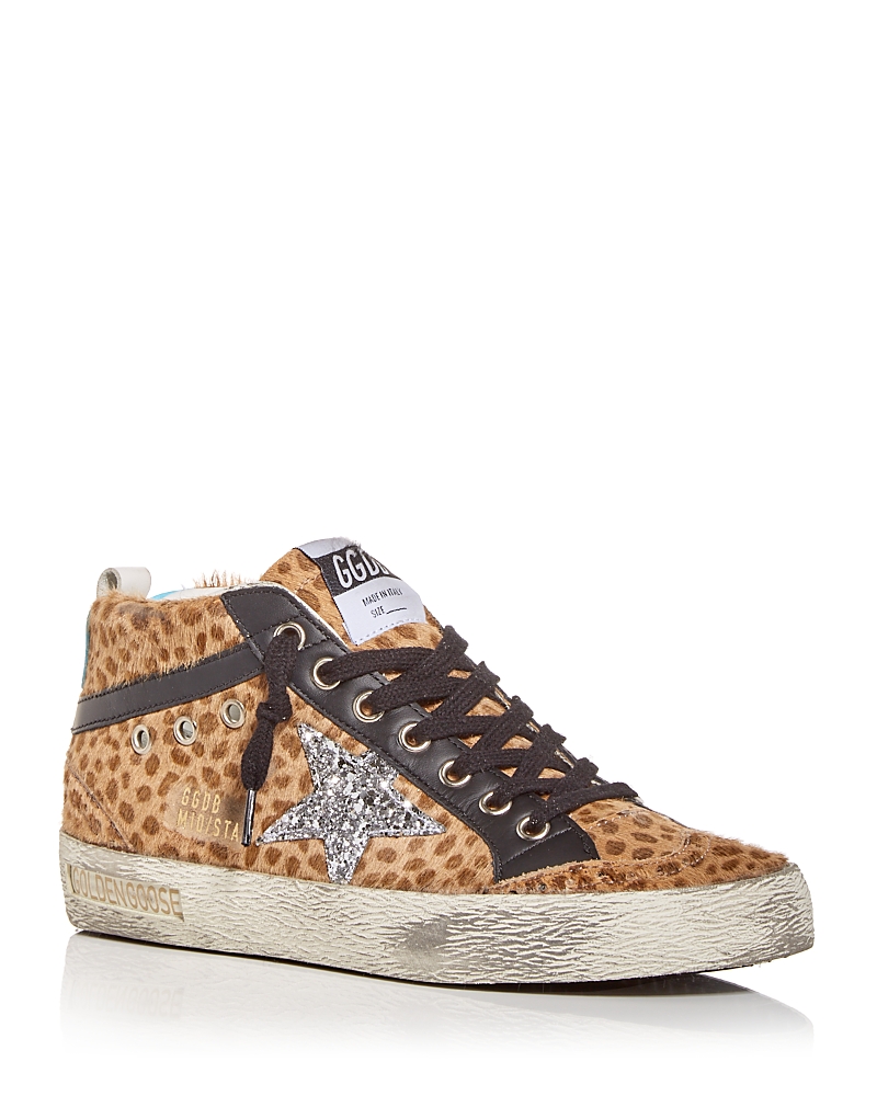 Golden Goose Women's Mid Star Giraffe Print Real Calf Hair Mid Top Sneakers