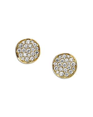 Shop Ippolita 18k Yellow Gold Stardust Diamond Pave Disc Stud Earrings In White/gold