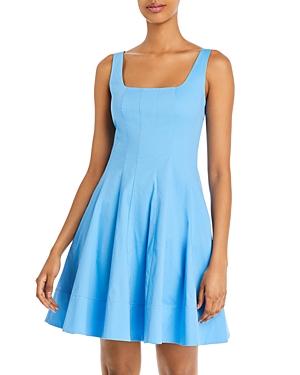 Staud Wells Pleated Minidress In Azure