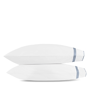 Matouk Louise Standard Pillowcase, Pair In Hazy Blue