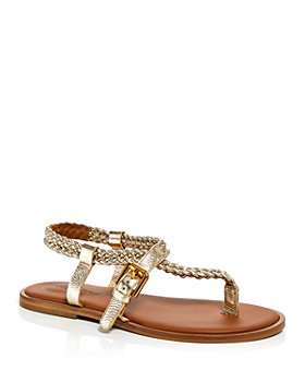 See by Chloé - Women's Nola Gold Braided Strap Thong Sandals 