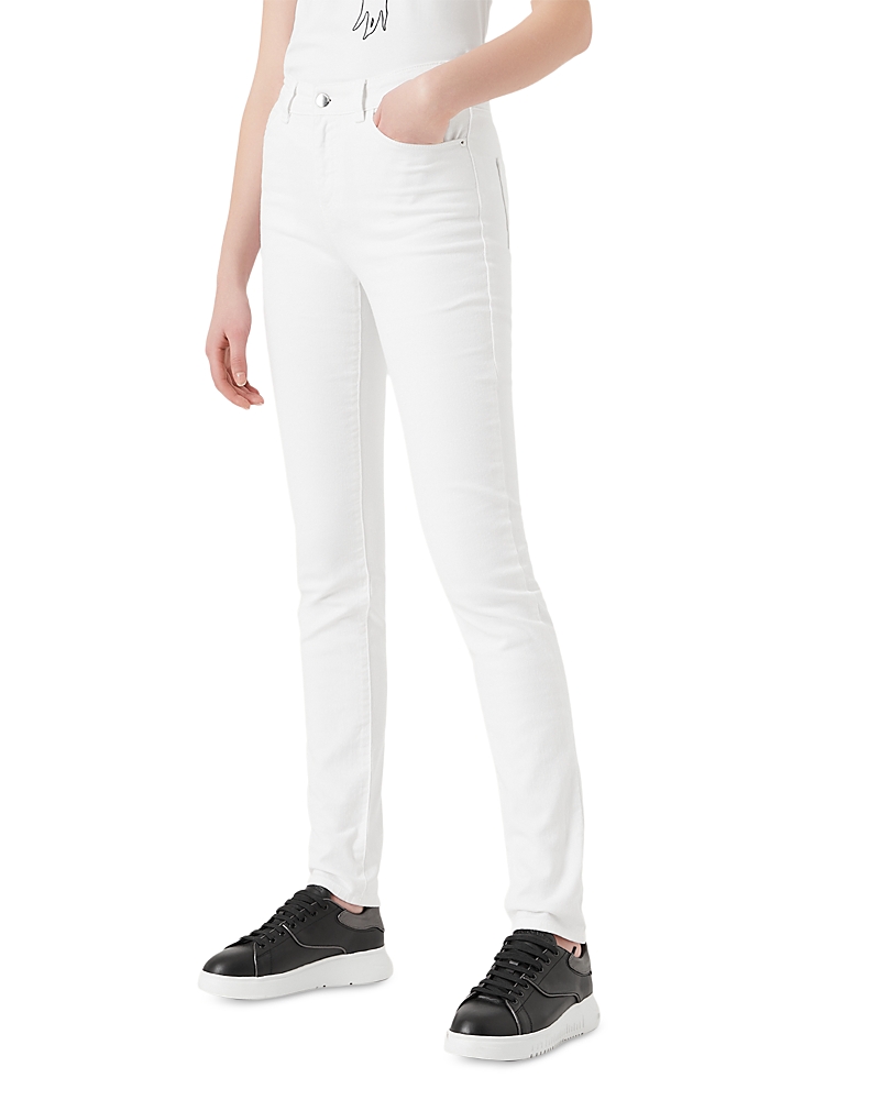 Shop Armani Collezioni Skinny Jeans In Solid White