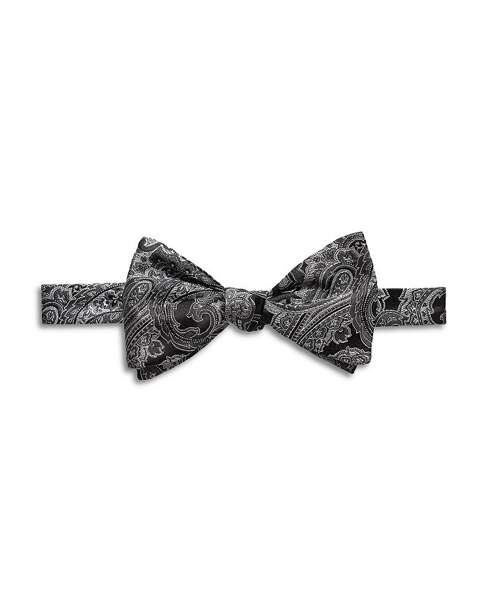 Eton Black and Silver Paisley Silk Self Tied Bow Tie | Bloomingdale's