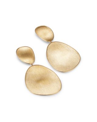 18K Yellow Gold Lunaria Two Drop Earrings