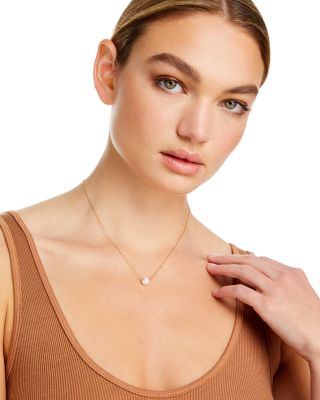 Cultured Freshwater Pearl Floating Pendant Necklace in 14K Yellow Gold, 16-18" 