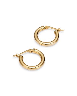 Small Tube Hoop Earrings in 14K Yellow Gold 