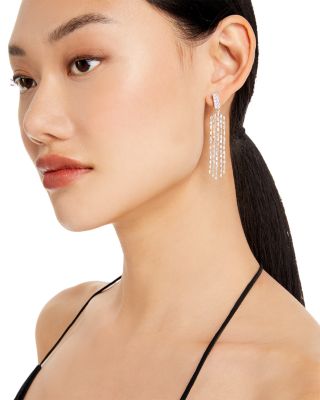 Diamond Fringe Drop Earrings in 14K White Gold, 2.0 tcw 