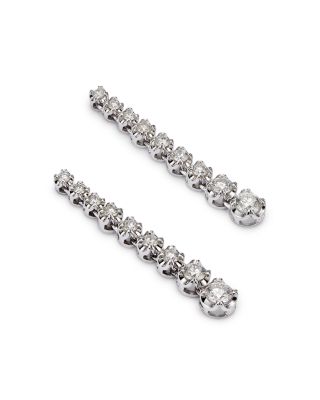 Diamond Graduated Drop Earrings in 14K White Gold, 0.80 tcw 