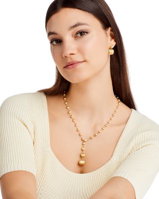 18K Yellow Gold Bead Drop Earrings