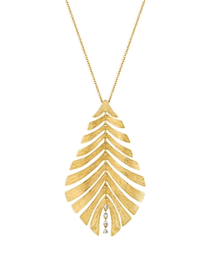 Hueb 18K Yellow Gold Bahia Diamond Palm Leaf Pendant Necklace, 18