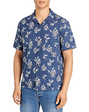 Vince Ikat Floral Short Sleeve Camp Shirt