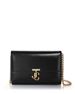 Jimmy Choo Varenne Small Leather Clutch In Black/light Gold