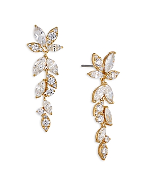 Nadri Wren Cubic Zirconia Cluster Linear Drop Earrings In 18k Gold Plated In Gold