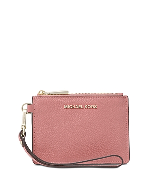 Shop Michael Michael Kors Small Leather Wristlet In Rose