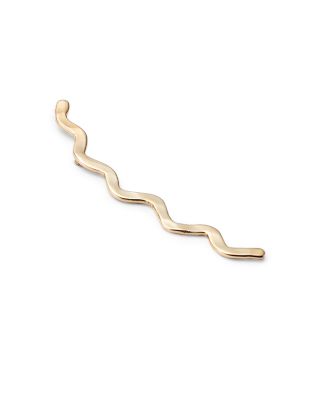 14K Yellow Gold Zigzag Hammered Climber Earrings 