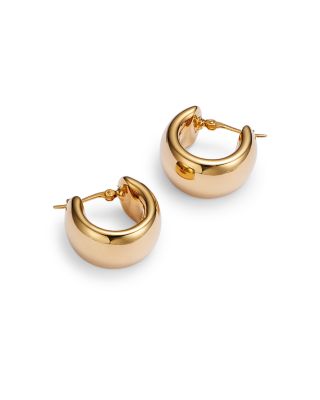 14K Yellow Gold Wide Band Polished Hoop Earrings 