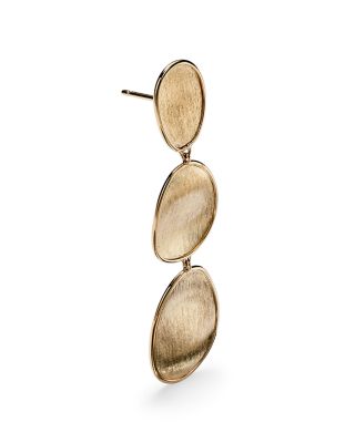18K Yellow Gold Lunaria Three Tiered Drop Earrings