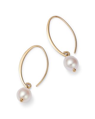 Simple Sweep Earrings with Cultured Freshwater Pearl Drops in 14K Yellow Gold, 8mm&nbsp;- Exclusive