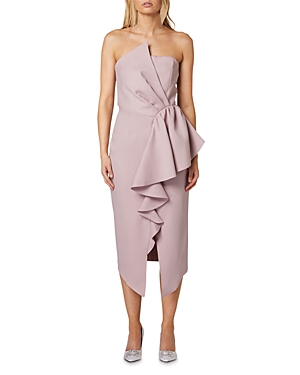 Elliatt Reception Cascade Ruffle Strapless Cocktail Dress In Iris