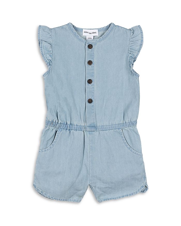 Miles The Label Girls' Cotton Chambray Flutter Romper - Baby ...