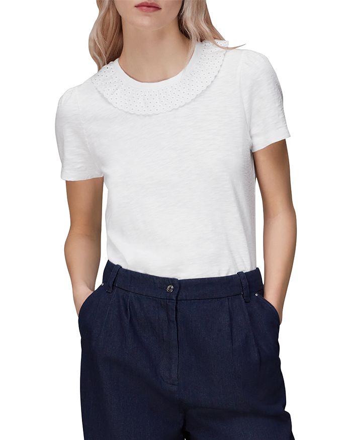 Whistles Matilda Eyelet Collar Tee Bloomingdale's