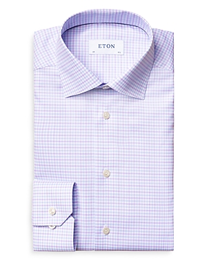 Eton Contemporary Fit Check Twill Shirt In Purple