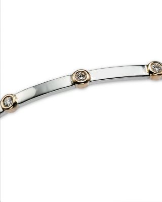 Diamond Bangle Bracelet in 14K Yellow & White Gold, 0.20 tcw 