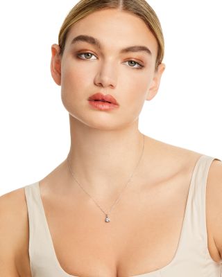 Diamond Solitaire Pendant Necklace in 14K White Gold, 0.30 tcw&nbsp;