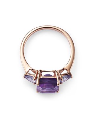 Amethyst & Tanzanite Cocktail Ring in 14K Rose Gold 