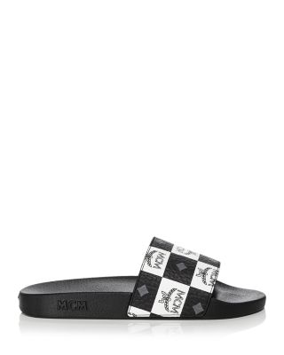 MCM Men's Check Logo Slide Sandals - 150th Anniversary