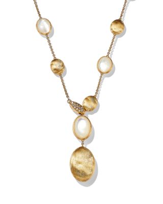 18K Yellow Gold Siviglia Mother Of Pearl & Diamond Lariat Necklace, 16.5-18.5" - 150th Anniversary Exclusive