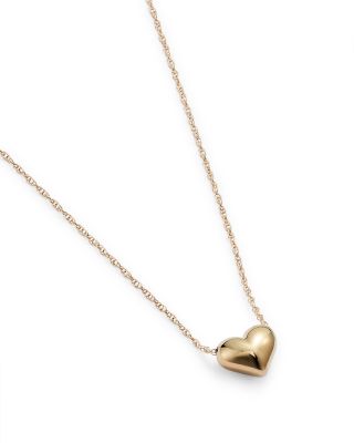 Puffed Heart Necklace in 14K Yellow Gold, 18" 