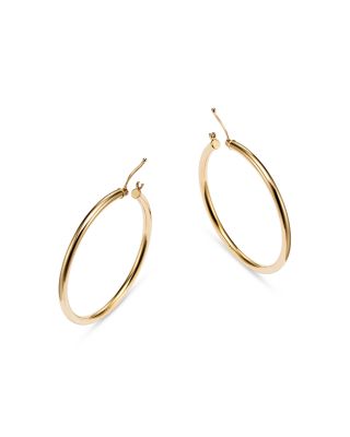 14K Yellow Gold Tube Hoop Earrings 