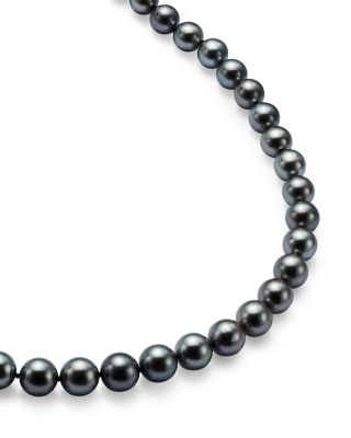 Tahitian Black Cultured Pearl Strand Necklace in 14K Yellow Gold, 18" 