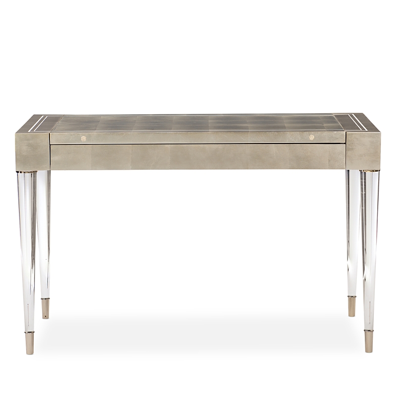 Caracole Moment Of Clarity Makeup Desk In Soft Silver Leaf