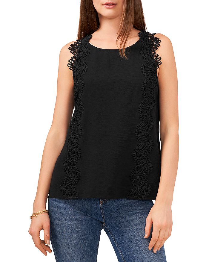 VINCE CAMUTO Sleeveless Lace Trim Top Bloomingdale s