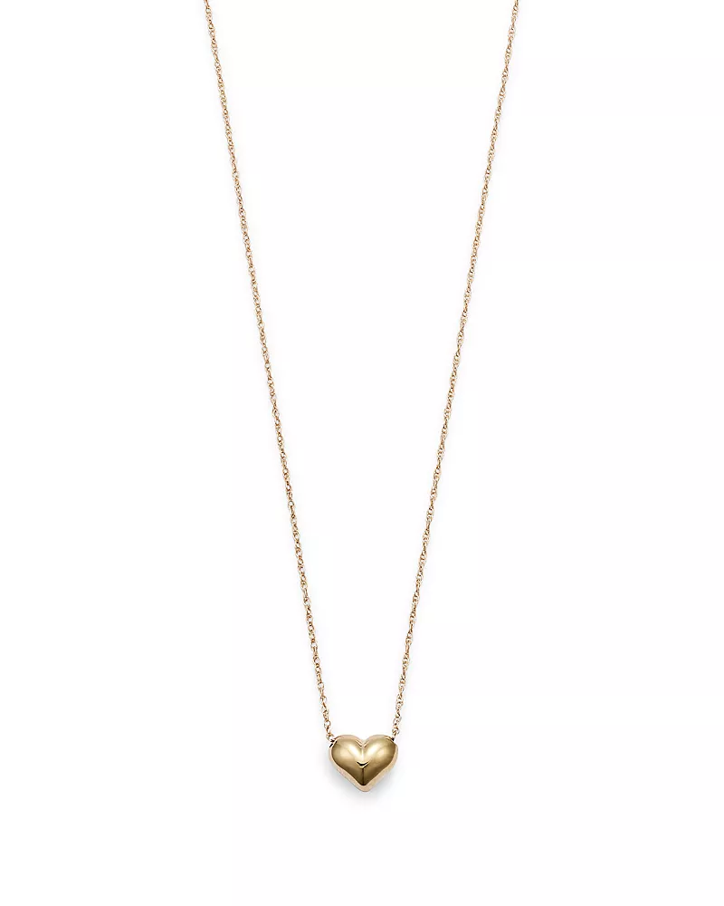 Bloomingdale's Fine Collection Puffed Heart Necklace in 14K Yellow Gold, 18