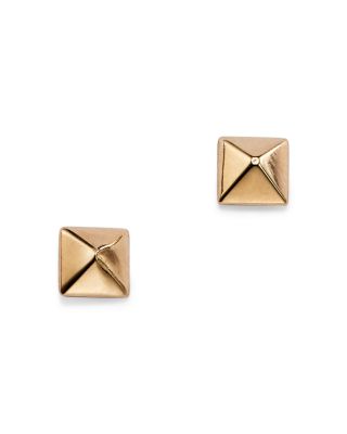 14K Yellow Gold Small Pyramid Post Earrings 