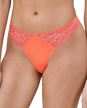Skarlett Blue Minx Lace Front Thong In Summer Coral/jubilee
