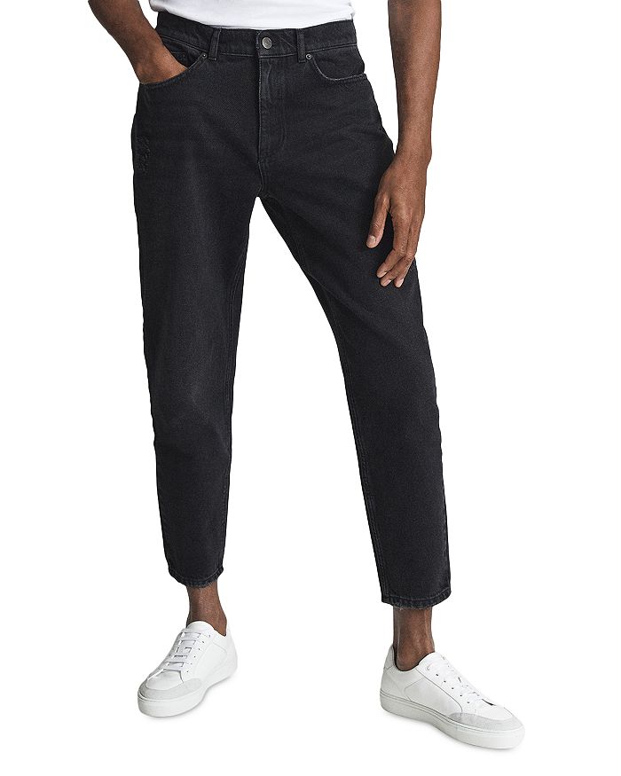 REISS Daniel Cropped Slim Fit Jeans in Washed Black Bloomingdale's