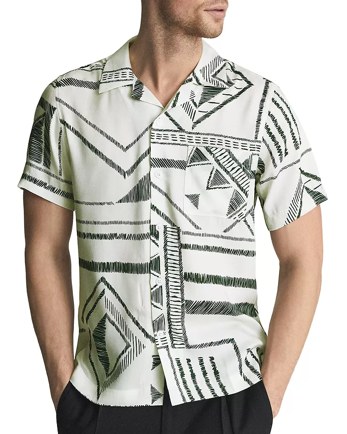 REISS Mackrae Short Sleeve Tribal Print Shirt