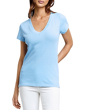 L Agence L'agence Becca Cotton V-neck Tee In Baltic Sea