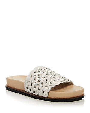 Rag & Bone Bailey Woven Suede Slide Sandals In White