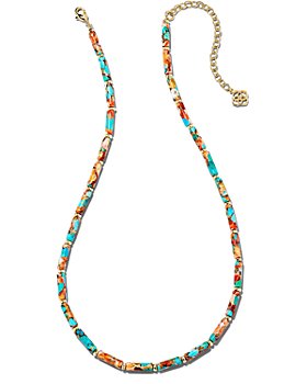 Kendra Scott - Ember Gemstone Beaded Strand Necklace in 14K Gold Plated, 18"-21"