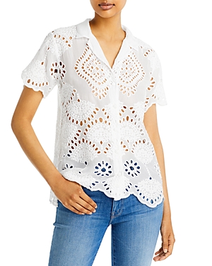 JOHNNY WAS MARIETTA COOPER LACE BUTTON FRONT SHIRT