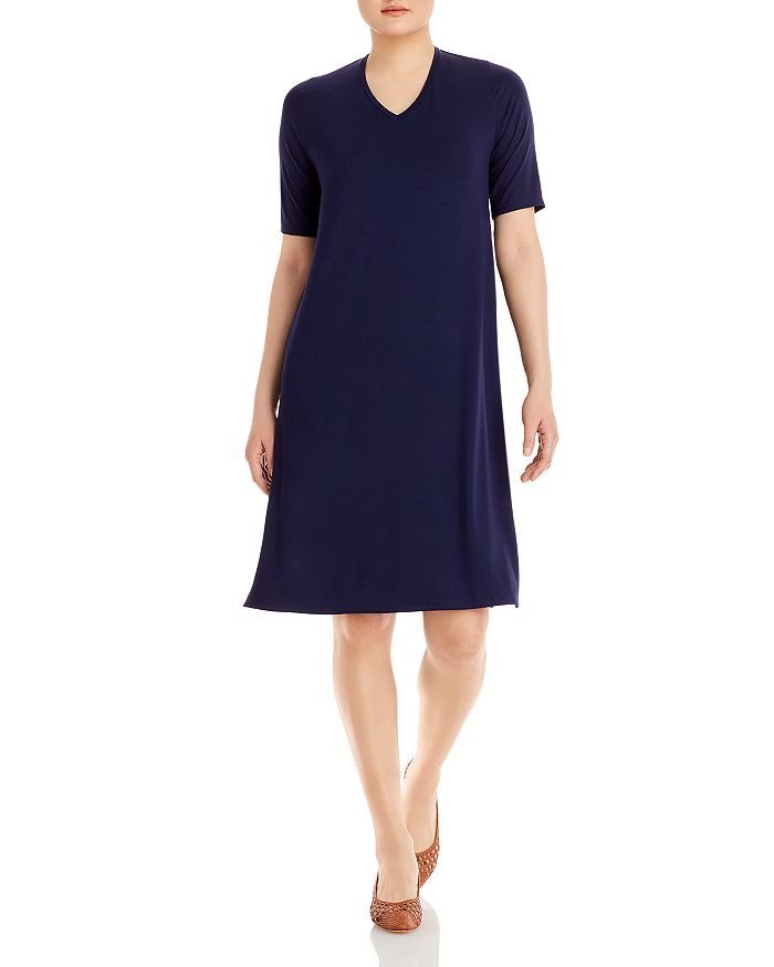 Eileen Fisher V Neck Elbow Sleeve Dress Bloomingdale's