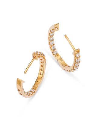 Diamond Oval Inside Out Hoop Earrings in 14K Yellow Gold, 1.50 tcw 