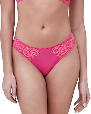 Skarlett Blue Minx Lace Front Thong In Magnolia/summer Coral