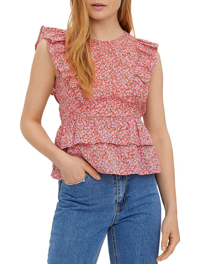 Vero Moda Urban Floral Ruffled Sleeveless Top Bloomingdale's