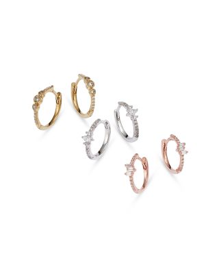 Bloomingdale's Diamond Mini Hoop Earrings in 14K Yellow Gold, 0.15 Ct. T.W. - 100% Exclusive White/Gold